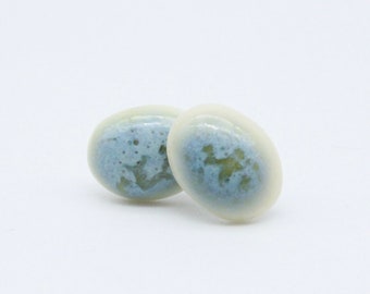 Porcelain oval stud earrings