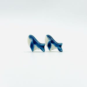 Handmade Porcelain Whale/Animal Stud Earrings, Hypoallergenic stainless steel ceramic earrings