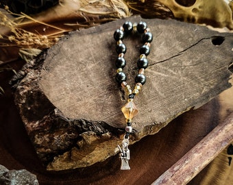 Hematite Santa Muerte Pocket Rosary