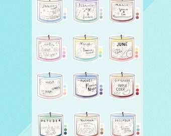 Monthly Candles - Sticker Sheet