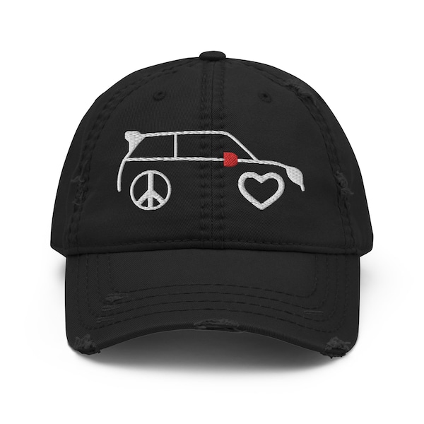 Peace Love Mini GP1 Wheel Distressed Hat