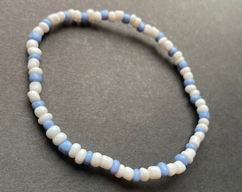 White/Blue Beaded Anklet