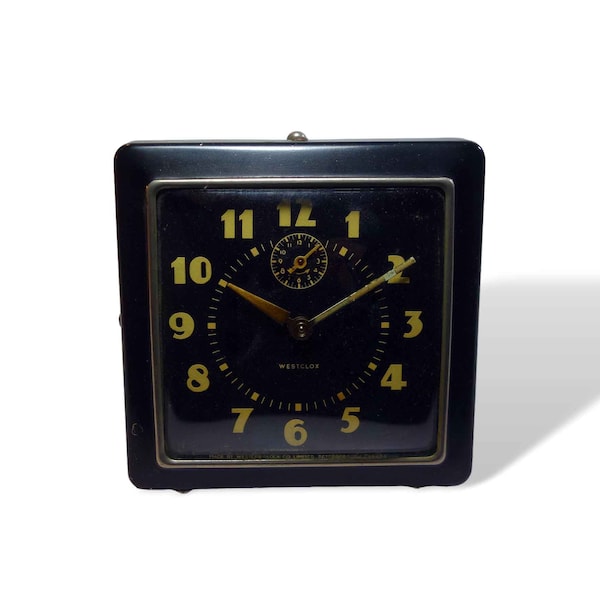 Vintage Art Deco WESTCLOX Wind Up Alarm Clock Patented in 1946 made in Canada