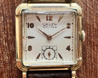 montre-bracelet mécanique vintage GRUEN Veri-Thin pour homme