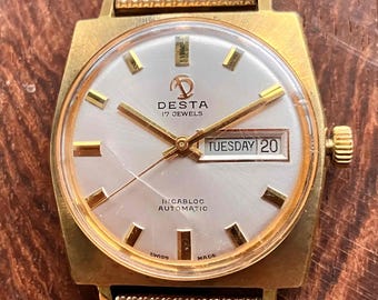 montre-bracelet mécanique vintage DESTA automatique fabriquée en Suisse pour homme