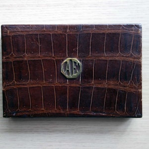 Vintage Alligator Cigarette Case owned by ALICE EATON 14K Gold Monogram AE