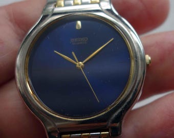 Montre à quartz vintage SEIKO pour femme avec service après-vente et cadran bleu