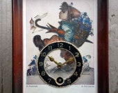 Vintage B.Hummel Boy with Flowers Wall Clock made in West Germany Ars Sacra Mechanical Wind Up Clock