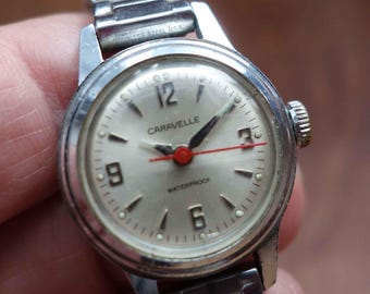 montre-bracelet mécanique à remontage automatique vintage CARAVELLE pour femme