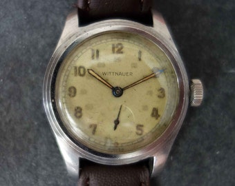 montre-bracelet mécanique suisse militaire révisée pour homme de la Seconde Guerre mondiale, WITTNAUER vintage