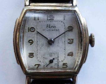 Vintage SERVICED ELCO 17 Jewels Art Deco Mechanical Unisex Wrist Watch
