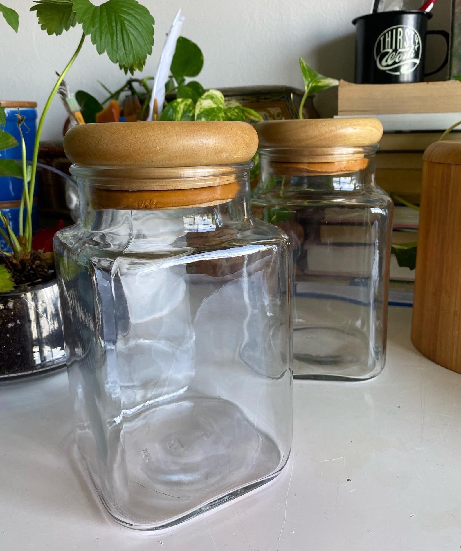 Large Glass Apothecary Jars with Bamboo Lid Sustainable Zero Etsy