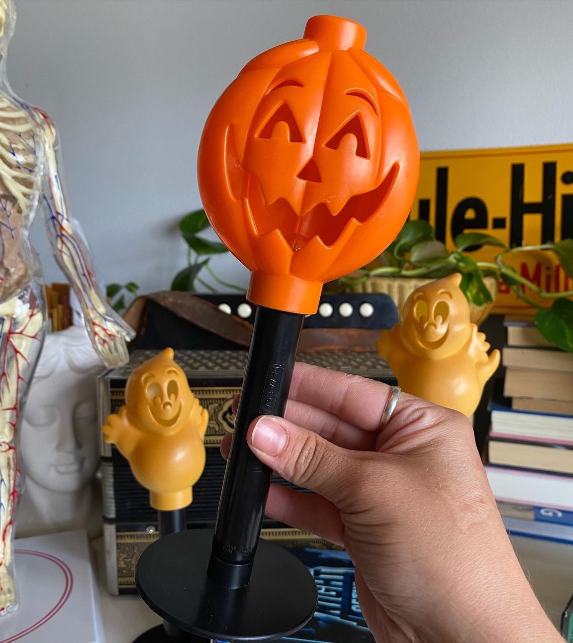 Vintage Light Up Halloween Decor Ghosts and Jack o Lantern Etsy