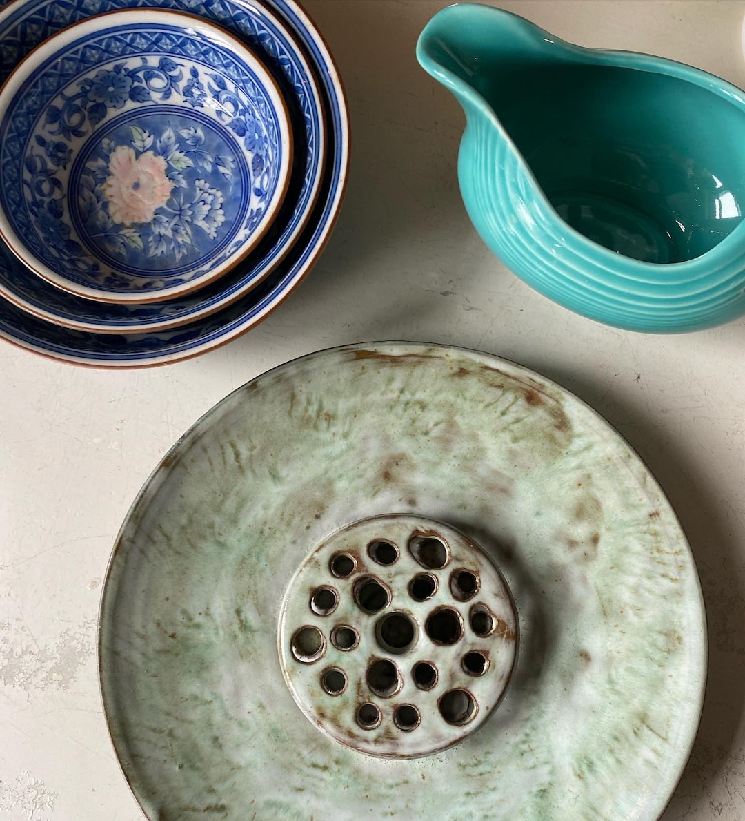 Handmade Pottery Flower Frog Dish - Etsy