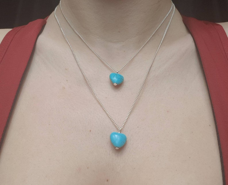 HQ shiny silver plated non tarnish Necklace Gemini Pisces-Sagittarius Birthstone Dainty Necklace Boho Statement Turquoise Necklace