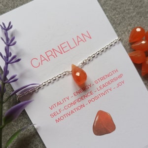 Carnelian necklace-925 Sterling Silver Carnelian briolette pendant necklace-Dainty Silver carnelian necklace-Faceted Carnelian jewellery