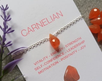 Carnelian necklace-925 Sterling Silver Carnelian briolette pendant necklace-Dainty Silver carnelian necklace-Faceted Carnelian jewellery