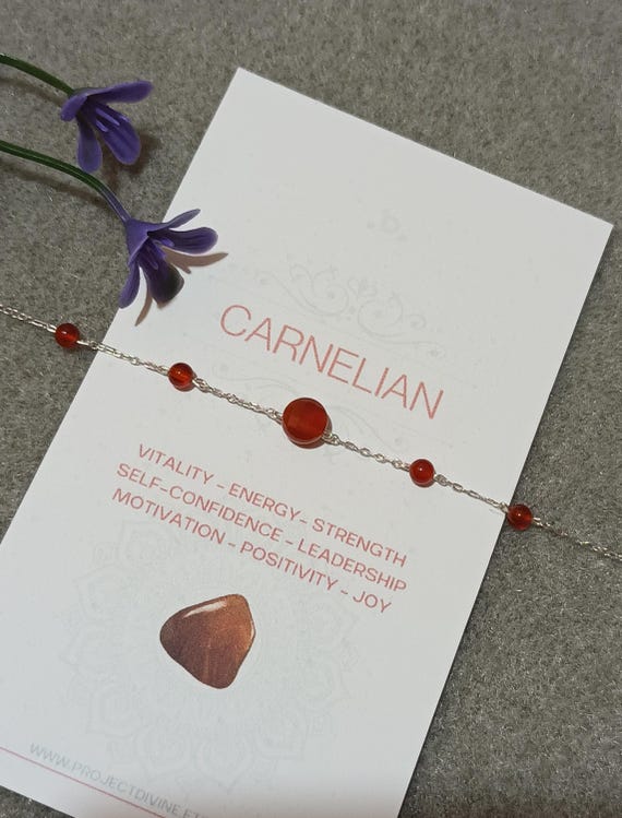 Sterling Silver Carnelian Bracelet: Beaded Crystal Jewelry