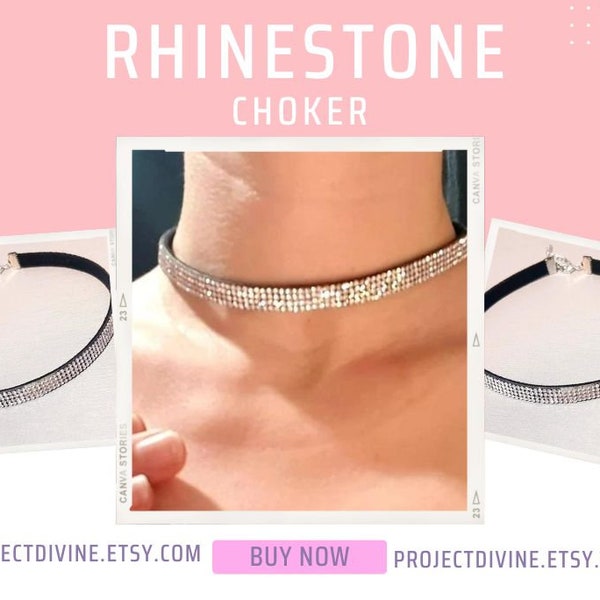 Rhinestone Choker-Special Occasion Choker-Classic Rhinestone Choker-Bridesmaid necklace-Rhinestone jewellery-Multi stone Rhinestone choker