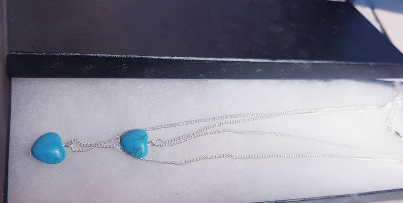 HQ shiny silver plated non tarnish Necklace Gemini Pisces-Sagittarius Birthstone Dainty Necklace Boho Statement Turquoise Necklace