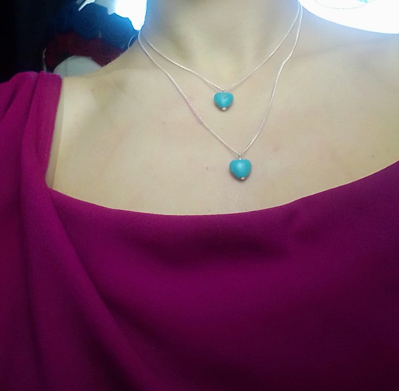 HQ shiny silver plated non tarnish Necklace Gemini Pisces-Sagittarius Birthstone Dainty Necklace Boho Statement Turquoise Necklace