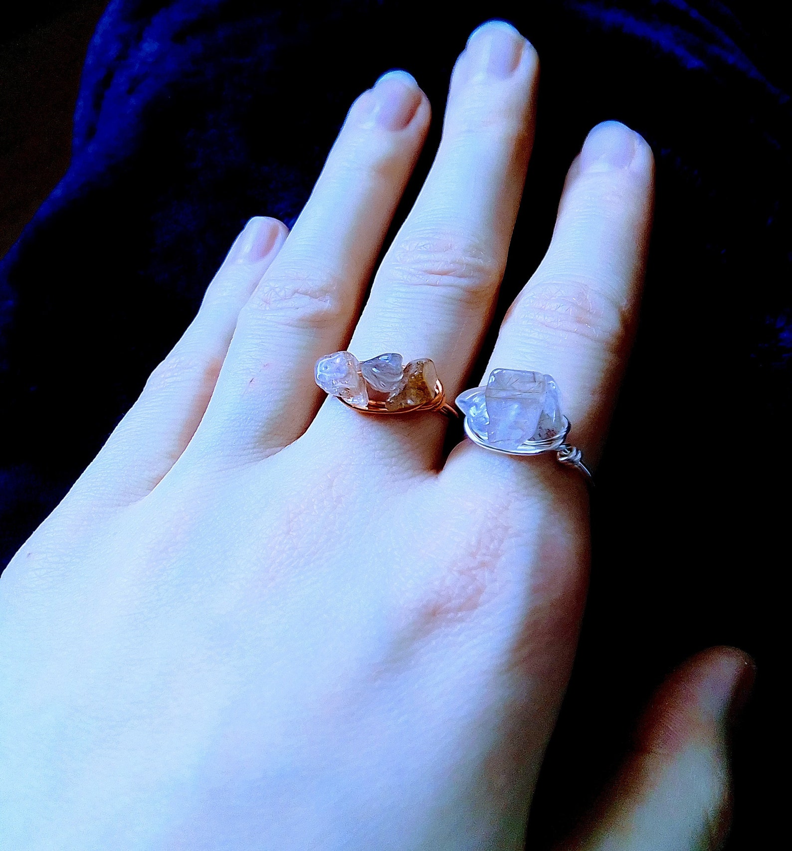Clear Quartz Chip Rings Sterling silver wire wrapped Etsy