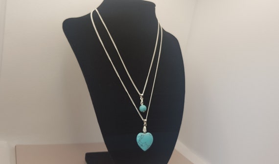 HQ shiny silver plated non tarnish Necklace Gemini Pisces-Sagittarius Birthstone Dainty Necklace Boho Statement Turquoise Necklace