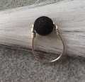 Black Lava Rock ring-Fidget ring-Fidget ring Silver-925 Silver lava rock ring-Spinner ring-Anxiety jewellery-Anxiety ring-Black Lava Jewelry
