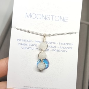 Moonstone Necklace-Silver Wire wrapped Moonstone pendant necklace-Moonstone jewellery-June Birthstone necklace-Bridesmaid necklace