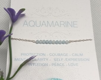 Aquamarine bracelet-Dainty 925 Sterling Silver Aquamarine bracelet-Aquamarine jewellery-March Birthstone bracelet-Light Blue Crystal jewelry