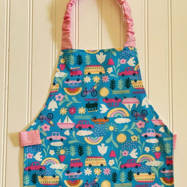 Montessori Apron, Children’s Apron, Girls Apron, Kids Apron, Toddler Apron, VW Van Summer Print Apron