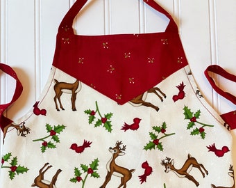 Children’s Christmas Apron, Children’s Holiday Apron, Kids Apron, Childrens Christmas Apron with Pockets