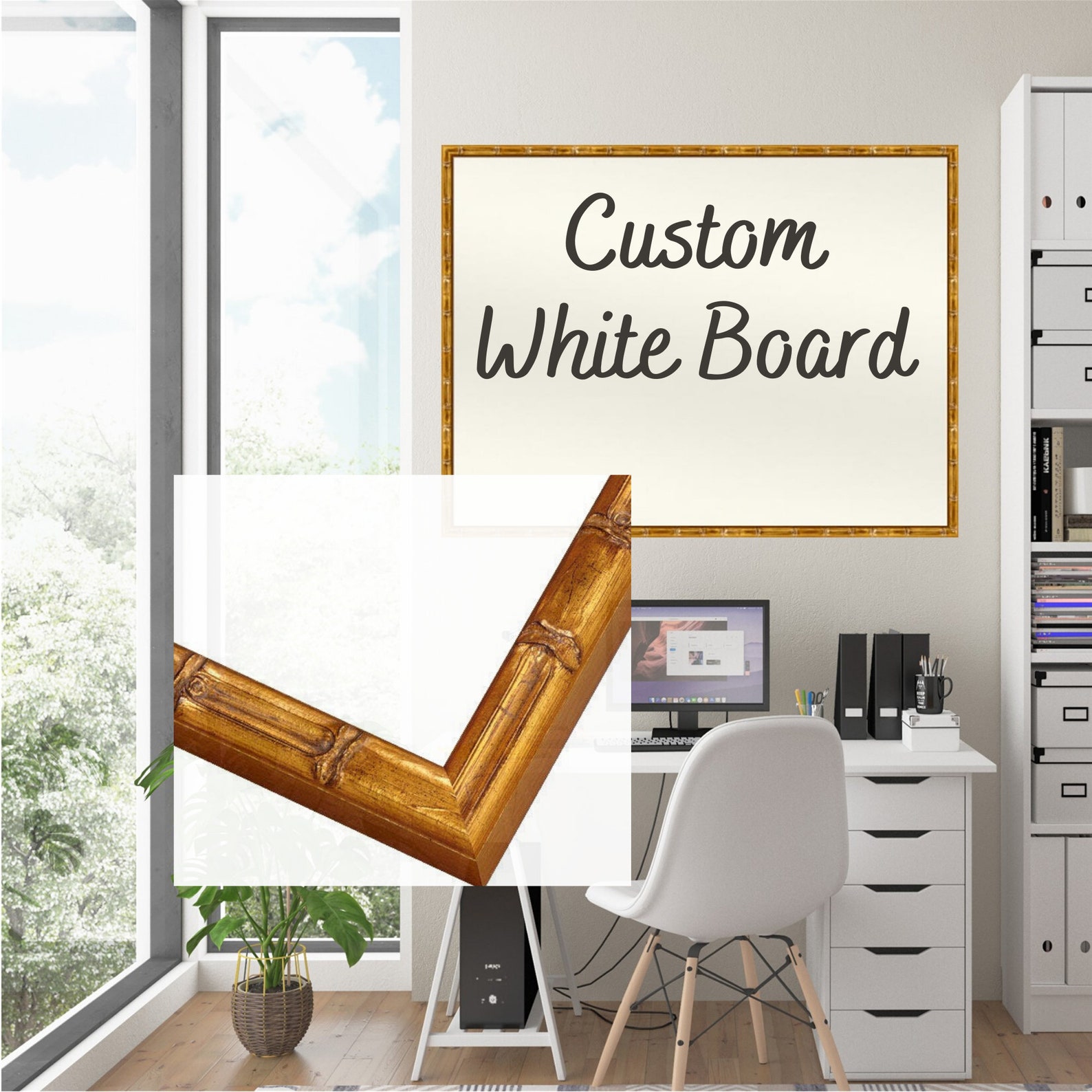 Extra Large White Board Framed Dry Erase Board Gold Bamboo Etsy