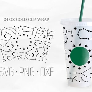 Astrologie Full Wrap coupe svg, Horoscope Svg, Venti Cold Cup 24 Oz, Svg, Png, fichiers DXF pour Cricut