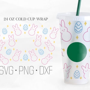 Easter Bunny Full Wrap cup SVG, Venti cold Cup 24 Oz, files for Cricut