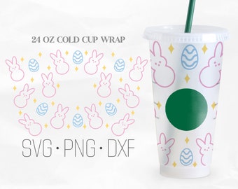 Coelhinho da Páscoa Full Wrap cup SVG, Venti cold Cup 24 onças, arquivos para Cricut