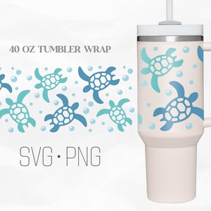 Sea Turtle Tumbler Wrap Svg, Ocean life svg, 40 Oz Quencher Stanley Full Wrap, Svg, Png, files for Cricut