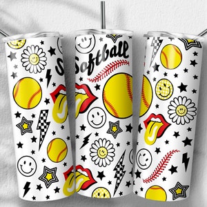Softball Png, Game Day Png, Disegni di sublimazione sportiva, Tumbler magro 20oz, Download digitale di file PNG