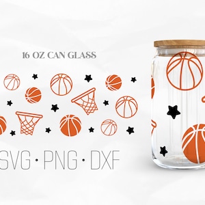 Basket-ball peut verre Wrap SVG, 16 oz Libbey Wrap Svg, Svg, Png, fichiers DXF pour Cricut