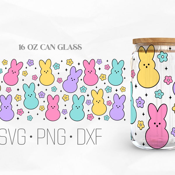 Easter Peeps Can Glass Wrap Svg, Easter Bunny Svg, Peeps svg svg, Happy Easter svg, Can Wrap, Svg, Png, DXF files for Cricut