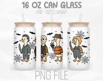 Just a Horror Goose Libbey 16oz glas kan inpakken png, grappige enge filmgans png, Halloween-horror png, sublimatieontwerp
