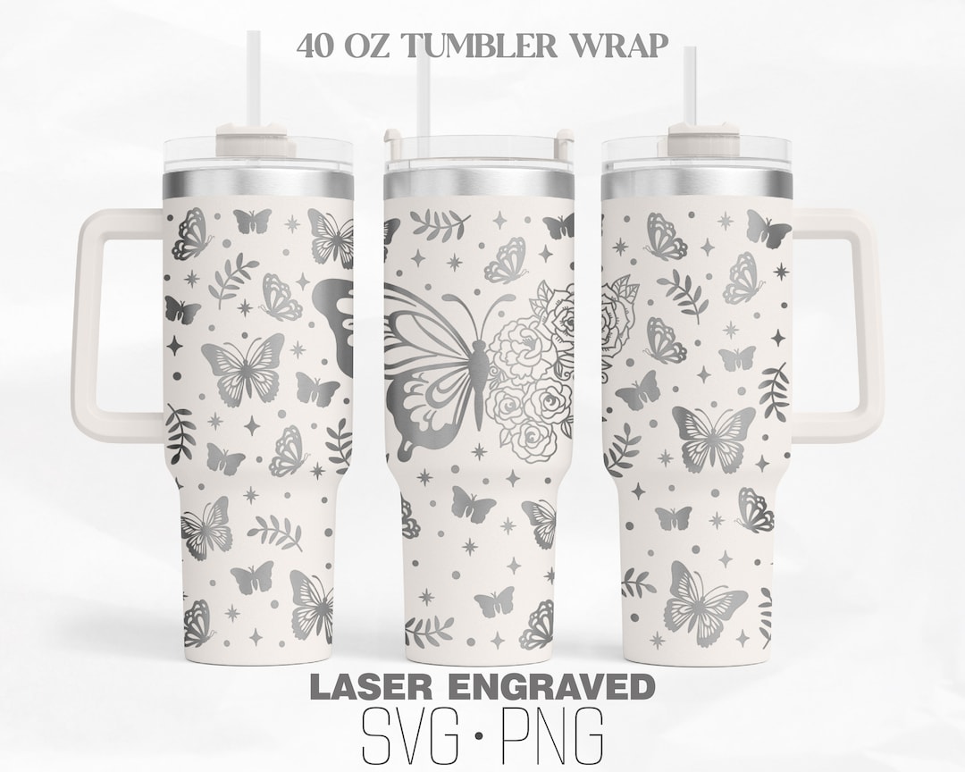 Butterfly Floral Laser Engraved Tumbler Wrap Svg, Butterfly Svg ...