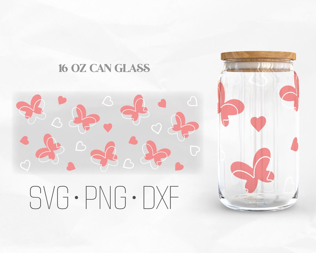 Butterfly Can Glass Wrap SVG, Can Glass Svg, 16oz Libbey Wrap Svg, Svg ...