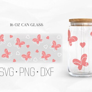 Butterfly Can Glass Wrap SVG, Can Glass Svg, 16oz Libbey Wrap Svg, Svg, Png, DXF files for Cricut