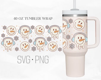 Christmas Snowman Tumbler Wrap Svg, Snowflake svg, Winter Holiday 40 Oz Quencher Stanley Full Wrap, Svg, Png, files for Cricut