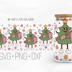 Christmas Tree Can Glass Wrap Svg, Christmas SVG, Snack Svg, Funny Christmas Libbey Glass, 16oz Can Wrap, Svg, Png, DXF files for Cricut