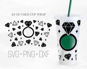Bride Full Wrap Cup Svg, Diamonds Engagement Ring svg, Bride Fuel svg, Cold Cup SVG, Svg, Png, DXF files for Cricut