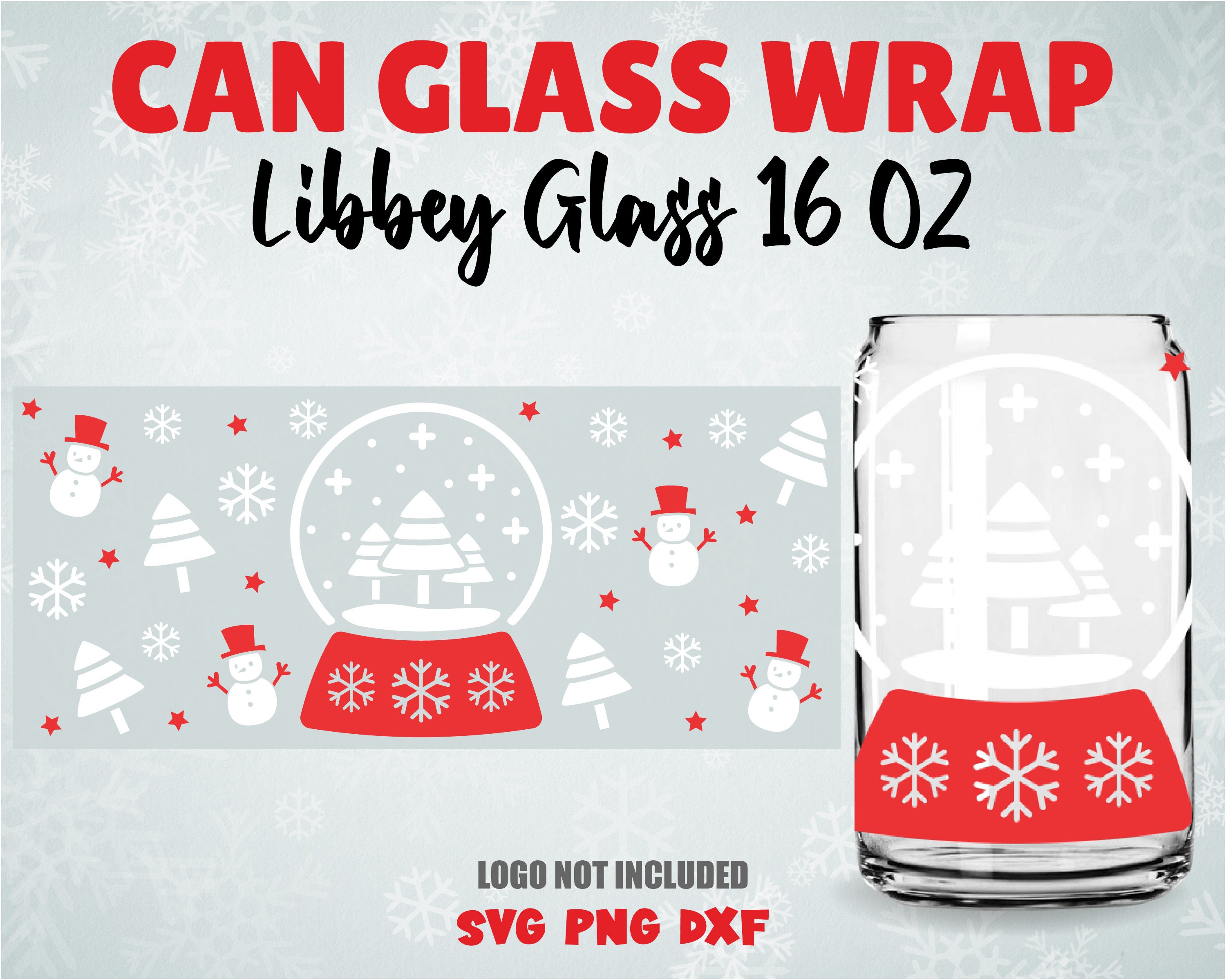 Christmas Snow Globe Can Glass Wrap SVG Winter Can Glass Wrap Etsy