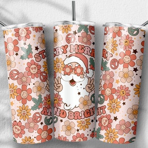 Bleib fröhlich und hell Becher Png, Retro Weihnachten Png, Weihnachten Png, Sublimation Designs, Skinny Tumbler 20 Unzen, PNG Datei digitaler Download