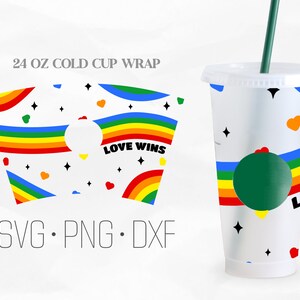 Pride Full Wrap Cup Svg, Love wins Svg, LGBTQ Pride cup, rainbow svg, Venti Cold Cup 24 Oz,Svg, Png, DXF files for Cricut